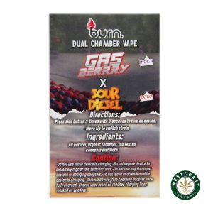 Burn Extracts Dual Chamber Disposable Vape Gas Berry + Sour Diesel (3+3 Gram)
