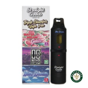1Straight Goods Triple Chamber Vape Watermelon Gelato + OG No18 + Blue Dream (3 Grams + 3 Grams + 3 Gram)1