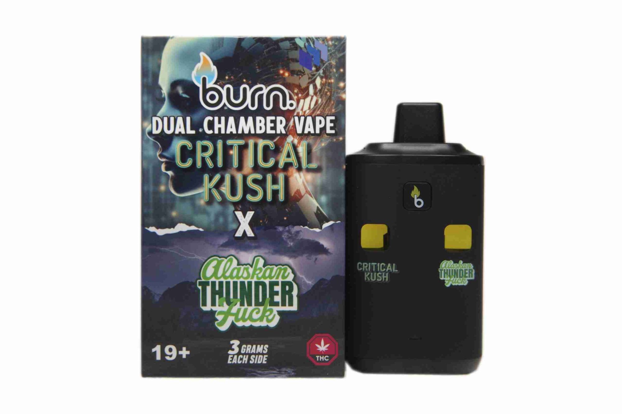 Buy Burn Extracts - Dual Chamber Disposable Vape - Critical Kush + Alaskan Thunder Fuck (3+3 Gram) at Wccannabis Online Shop