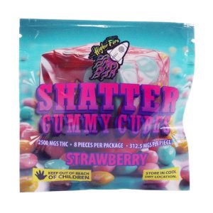 Buy Higher Fire Extracts - Shatter Gummy Cubes - Strawberry 2500mg THC at Wccannabis Online Shop