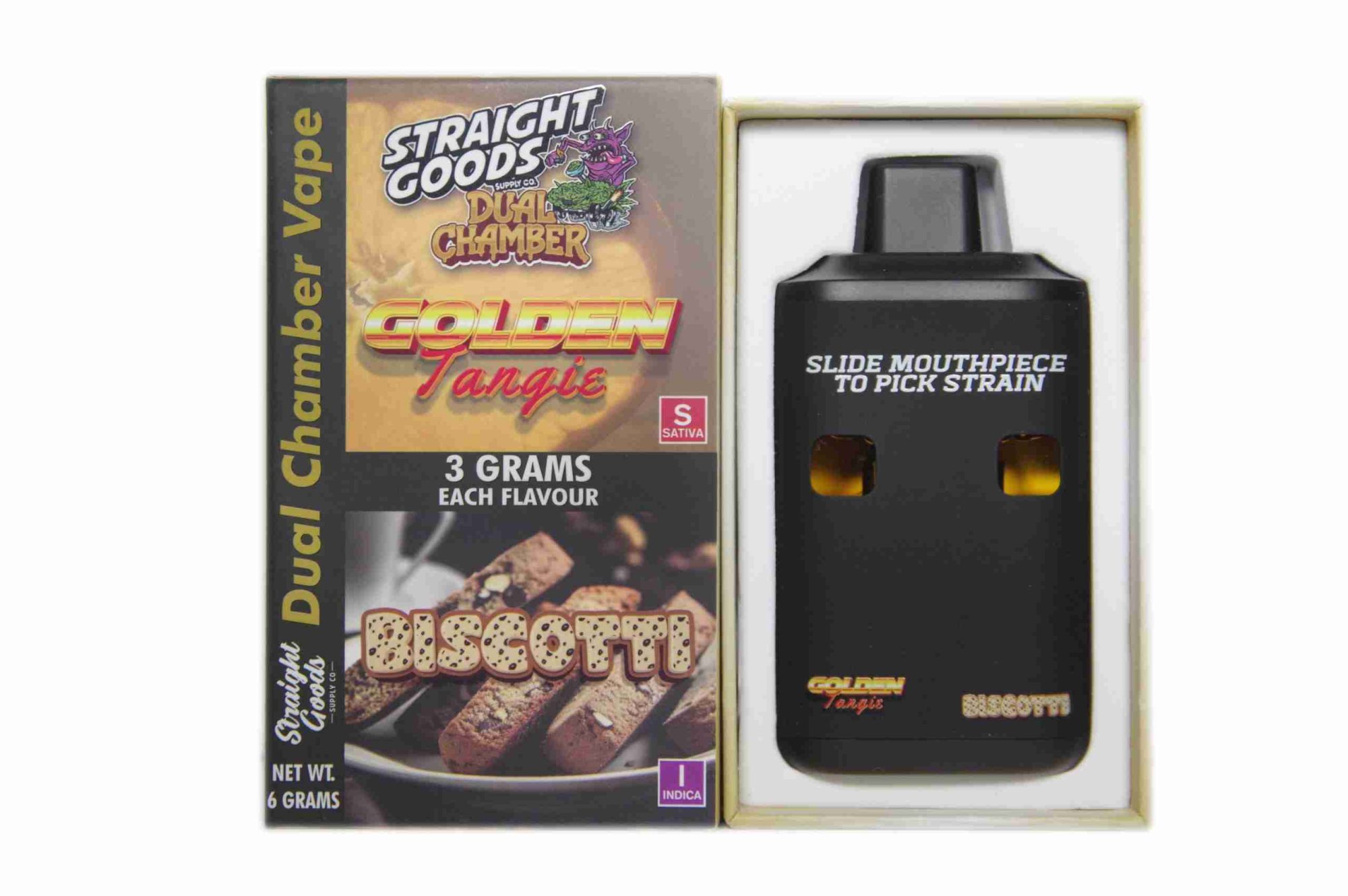 Buy Straight Goods - Dual Chamber Vape - Golden Tangie + Biscotti (3 Grams + 3 Grams) at Wccannabis Online Shop