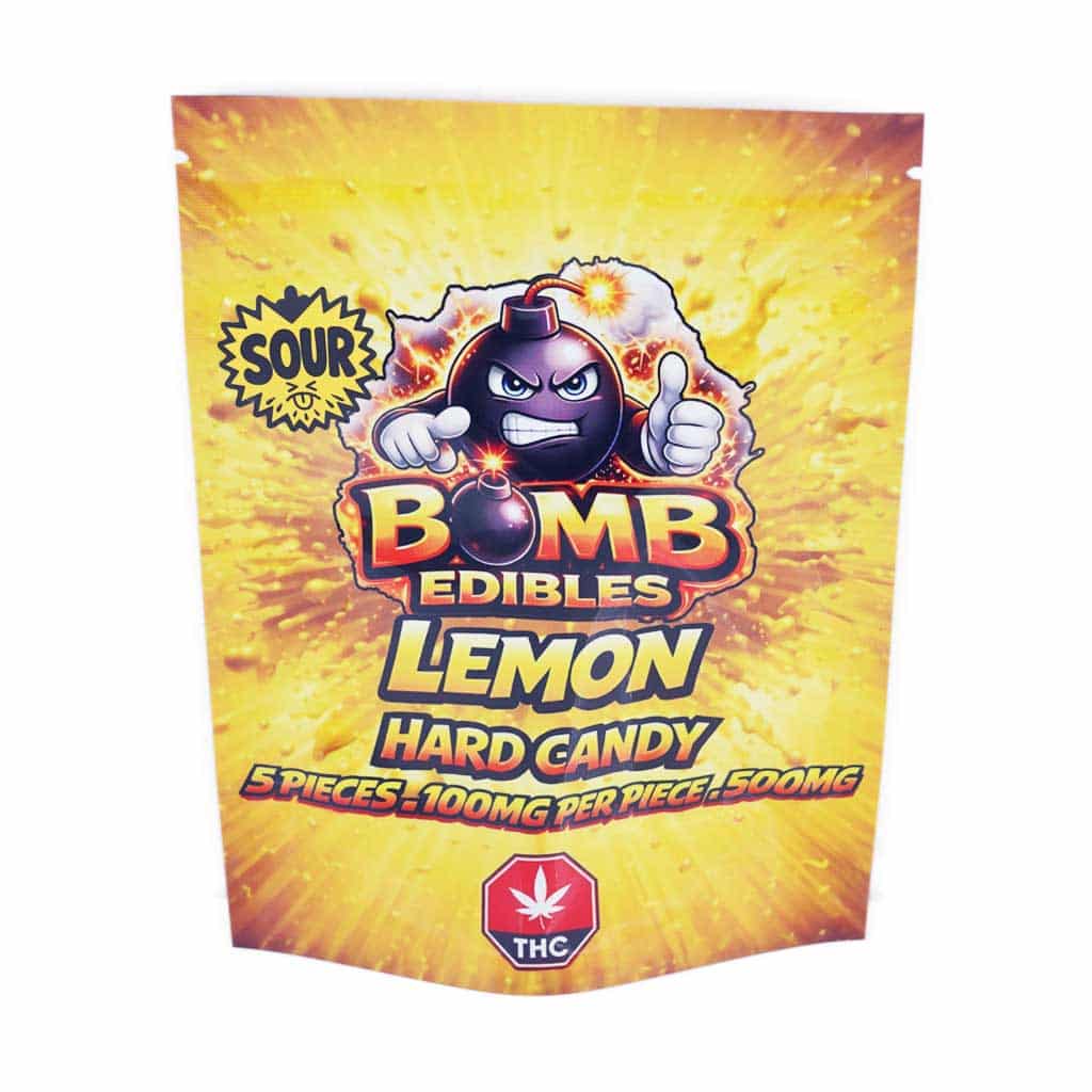 Z14A2 LEMON BOMBEDIBLESSOURHARDCANDY Buy Bomb Edibles - 500mg THC Sour Hard Candy - Lemon at Wccannabis Online Shop