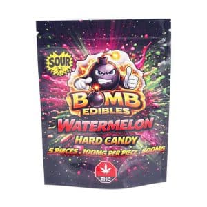 Buy Bomb Edibles - 500mg THC Sour Hard Candy - Watermelon at Wccannabis Online Shop